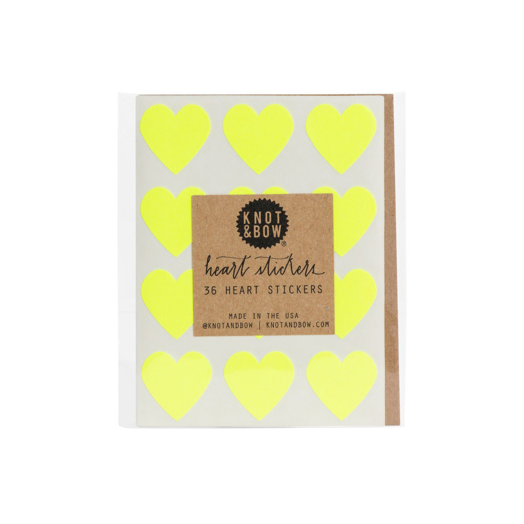 Heart Stickers, Neon Yellow