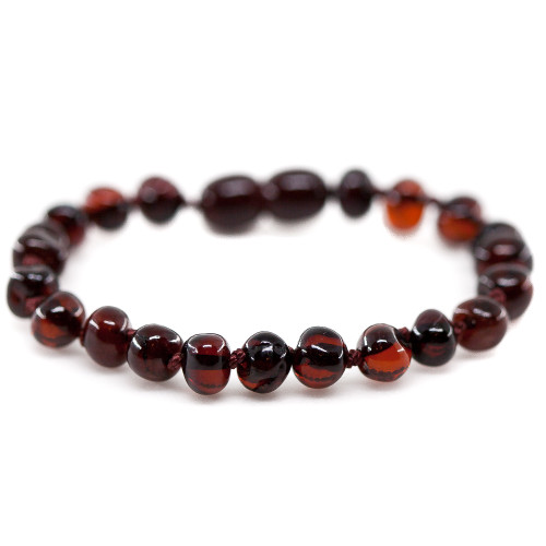 Polished cherry LUX baroque amber teething anklet / bracelet Polished cherry LUX baroque amber teething anklet / bracelet