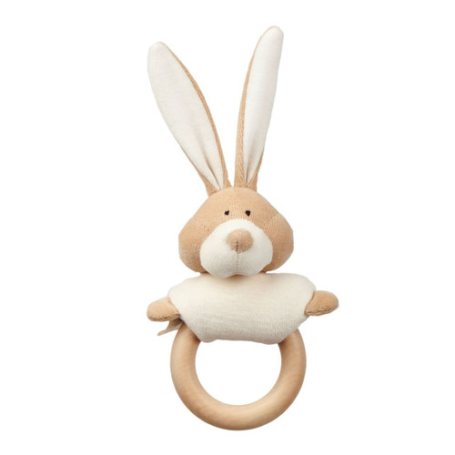 RATTLE WITH WOODEN TEETHER - BUNNY RATTLE WITH WOODEN TEETHER - BUNNY