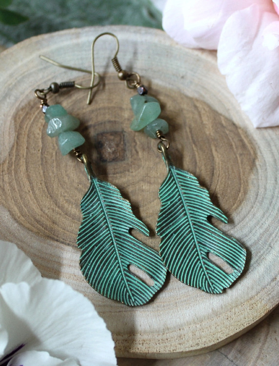 Verdigris Leaf Earrings
