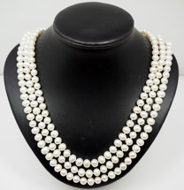 Elegant 3 String Cultured Peal Necklace 