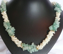 Soft Mint Crystal and Cultured Pearl Necklace