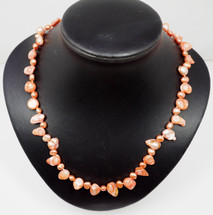 Apricot Baroque and Button Cultured Pearl Necklace 