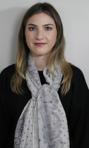 Chiffon/Voile Grey/Off-White Patterned Scarf