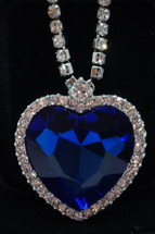 Dark Blue Austrian Crystal Rhinestone Heart Pendant 