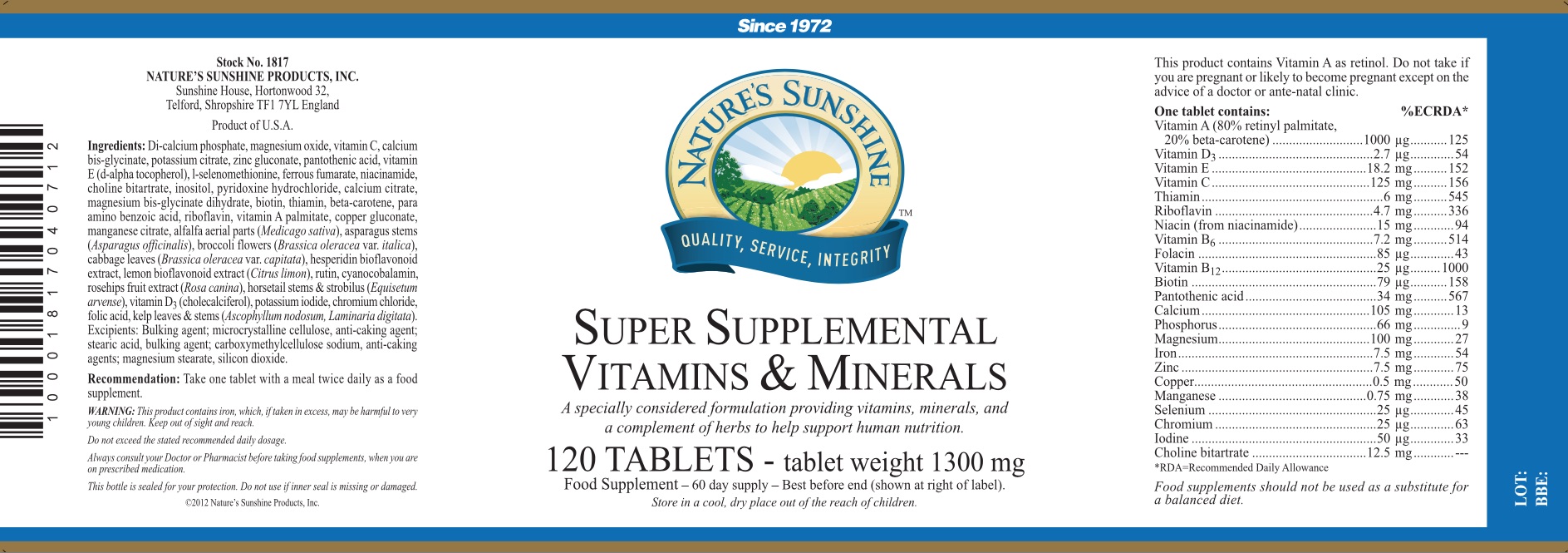 Body and Mind Studio Nature's Sunshine Super Supplemental Vitamins