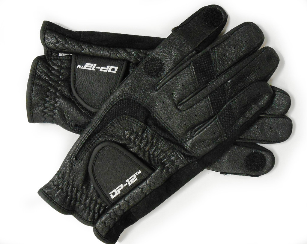 DP-12 Black Leather Shooting Gloves