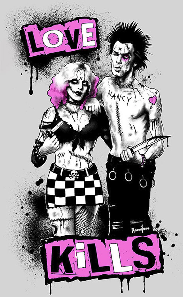 Sid And Nancy By Marcus Jones Screaming Demons Canvas Giclee Art Print