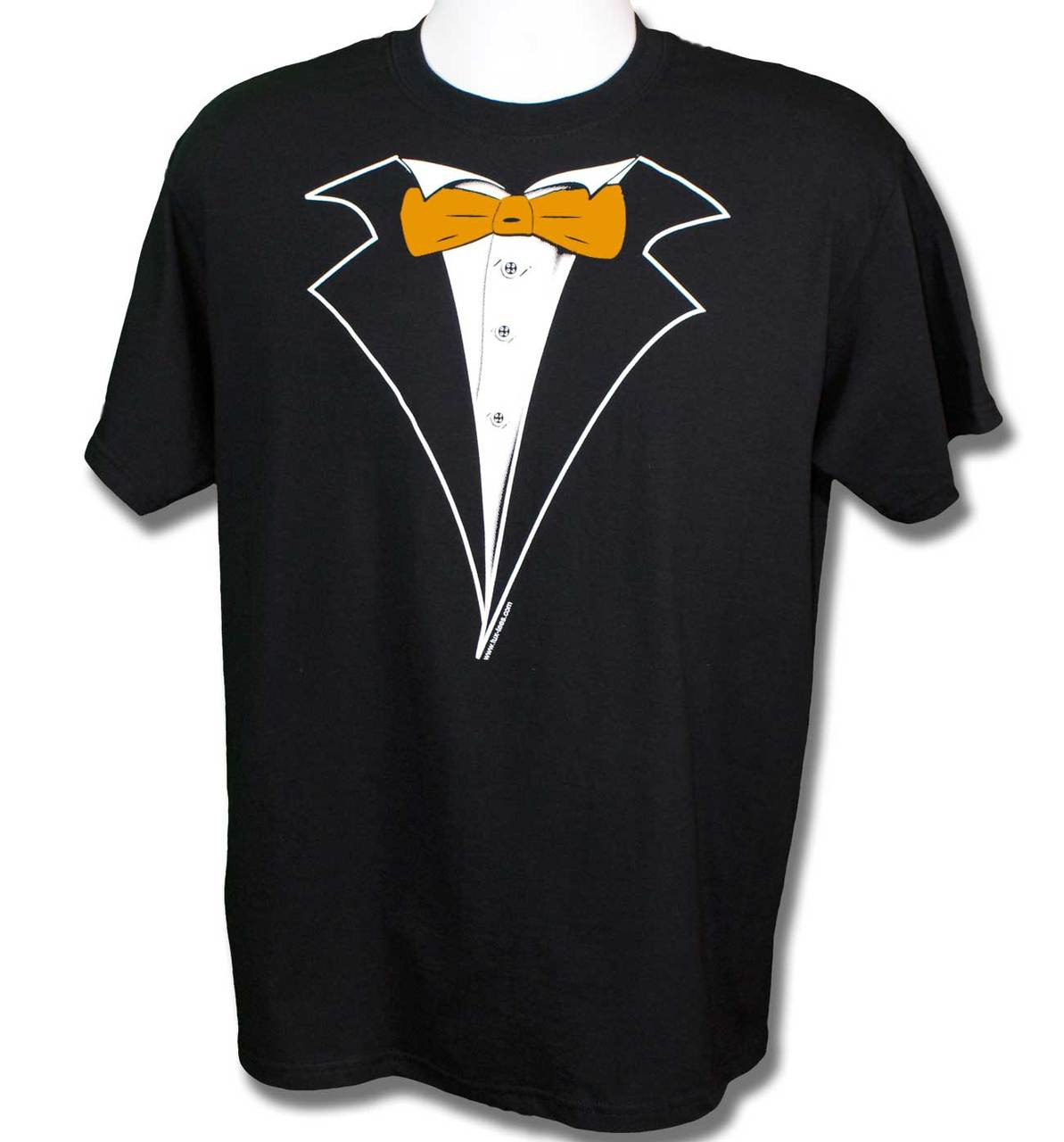Tuxedo TShirt in Black with Orange Tie Shop Men's Black Tuxedo Tees