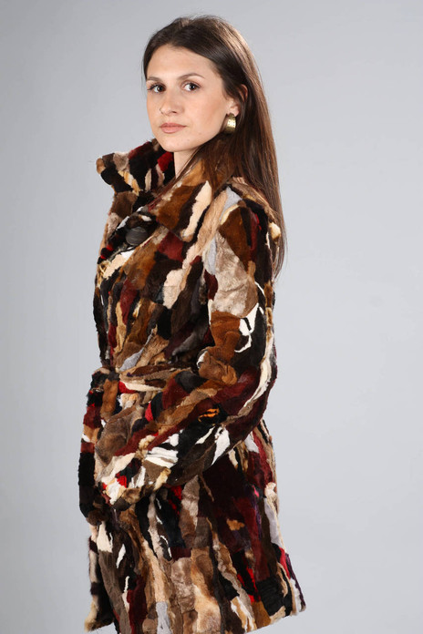 Multicolored Mink Fur Coat Multicolored Mink Fur Coat
