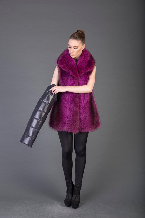 fuchsia Racoon Fur coat fuchsia Racoon Fur coat