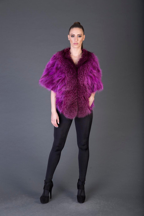 Purple Racoon Fur coat Short Sleeved Purple Racoon Fur coat Short Sleeved