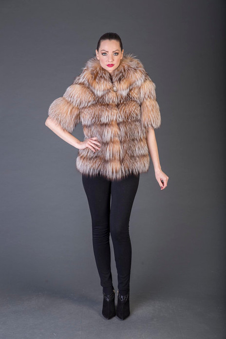Tan Hooded Short Sleeved Racoon Fur coat Tan Hooded Short Sleeved Racoon Fur coat