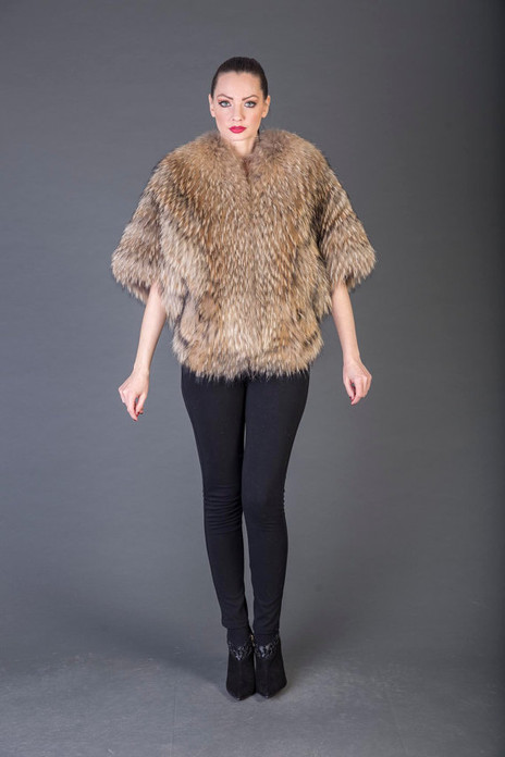 Tan Feathered Raccoon Fur coat full skin Tan Feathered Raccoon Fur coat full skin