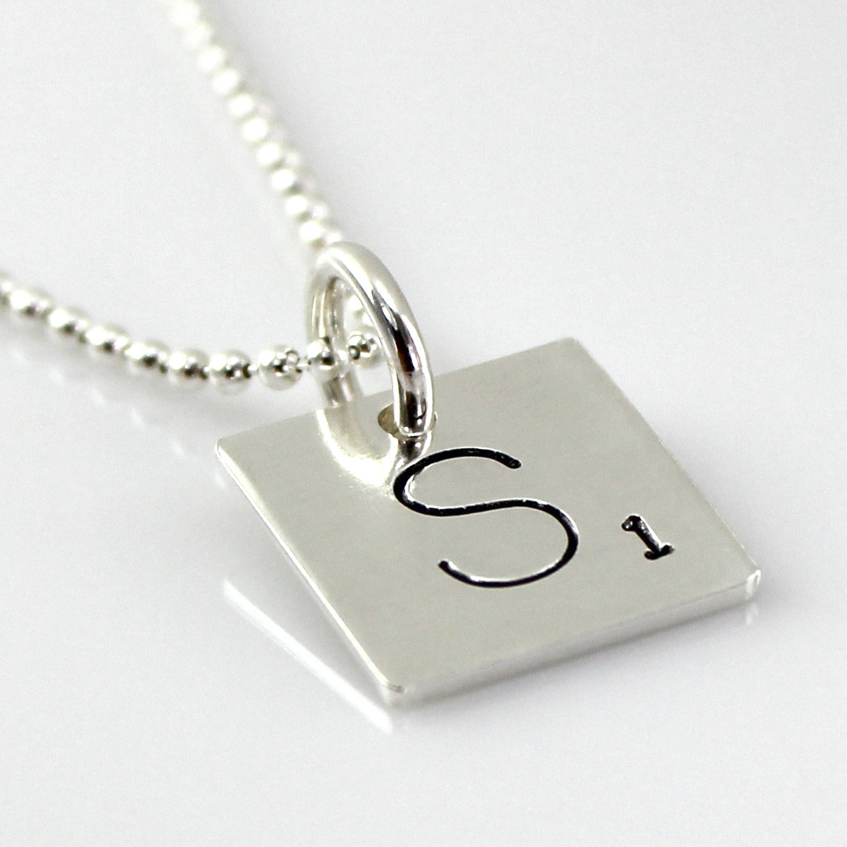 Scrabble Tile Necklace Personalized Sterling Silver Scrabble Tile Inspired Hand Stamped And Personalized Necklace