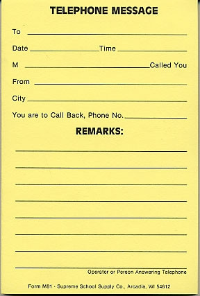 telephone message form