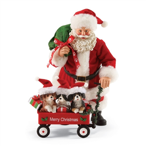 Department 56, Possible Dreams, Santa with Wagon full of Pets "Clothtique" Figurine