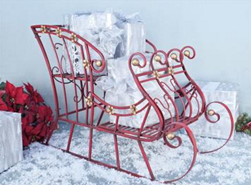 Red Metal Sleigh Outdoor/Indoor Christmas Display
