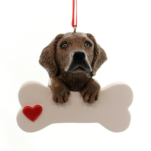 Personalizable - Chocolate Lab Dog Bone Ornament