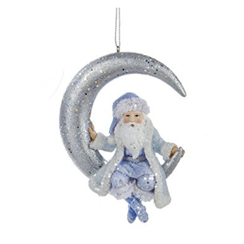 Santa Sitting on Moon Ornament