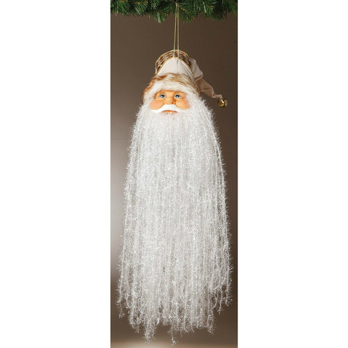 18" Bearded Santa Head with Cream and Gold Hat Ornament