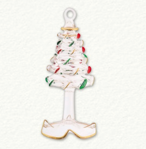 Egyptian Glass Christmas Tree Swirl Ornament Gold Trim Made in Egypt