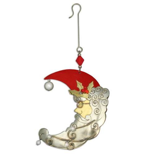 Pilgrim Imports - Handcrafted, Fair Trade, Metal Santa Moon Ornament