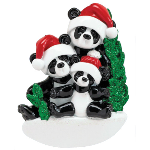 *New for 2017* Free Personalization - Bamboo Panda Family of 3 Ornament