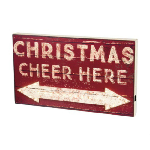 LED Christmas Cheer Here Box Sign