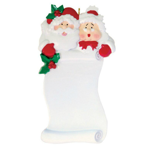 Free Personalization - Santa & Mrs. Claus with List Ornament