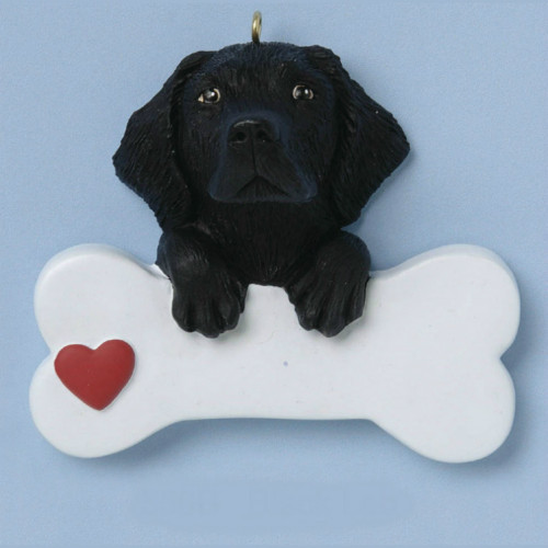 Free Personalization - Black Lab Dog Bone Ornament