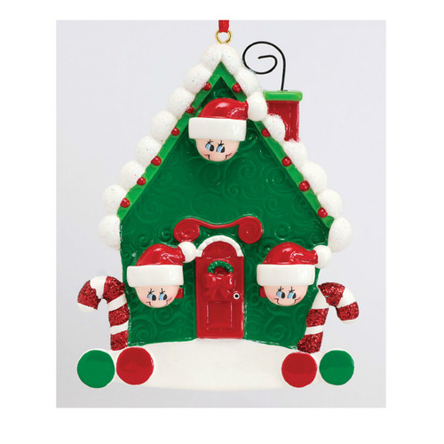 *New for 2017* Free Personalization - Candy Cane House of 3 Ornament