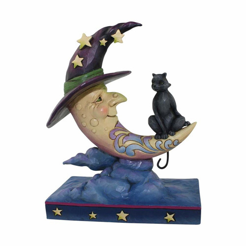 New 2017* Jim Shore Heartwood Creek- Crescent Witch Moon with Black Cat