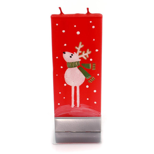 Flatyz Handmade Lithuanian Twin Wick Unscented Candle - Reindeer and Scarf