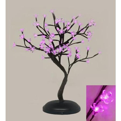 Indoor / Outdoor Table Top Bonsai Tree - Pink LED Lights