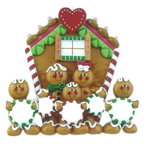 Free Personalization* Gingerbread House Family of 5