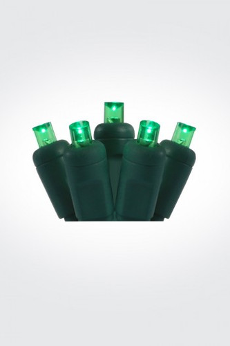 25 FT - STRING LIGHTS - LED 5MM WIDE ANGLE (50 LEDS) - GREEN BULB ON GREEN WIRE - 4X6X4