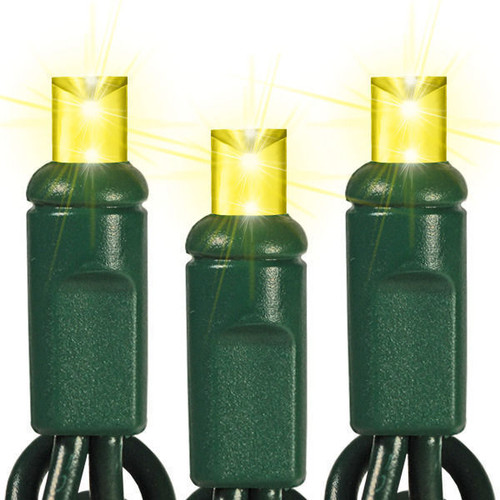 25 FT - STRING LIGHTS - LED 5MM WIDE ANGLE (50 LEDS) - YELLOW BULB ON GREEN WIRE - 4X6X4