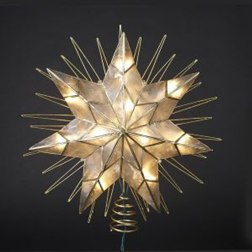 14" 7-Point Natural Capiz Star Lighted Treetop