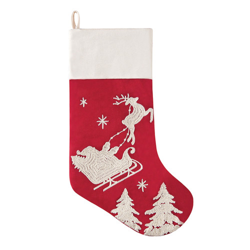 Flying Santa Sleigh Red Stocking