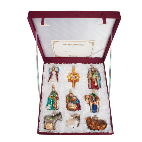 Old World Christmas Glass - 9 Pc. Ornament Nativity Boxed Set