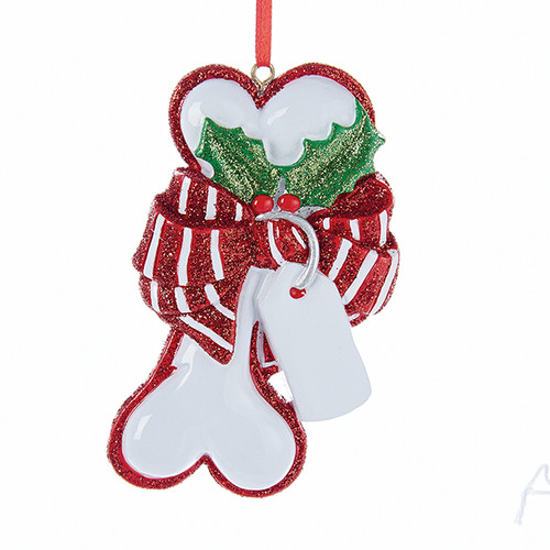 Personalizable - Dog bone with Bow Ornament