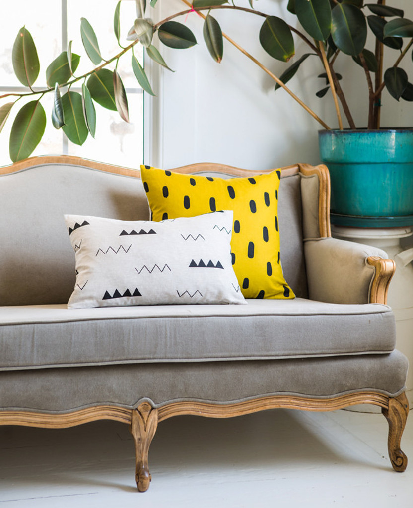 Oblong Linen Zig Zag Pillow