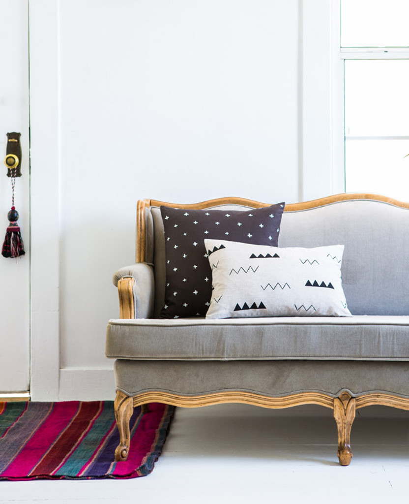 Oblong Linen Zig Zag Pillow
