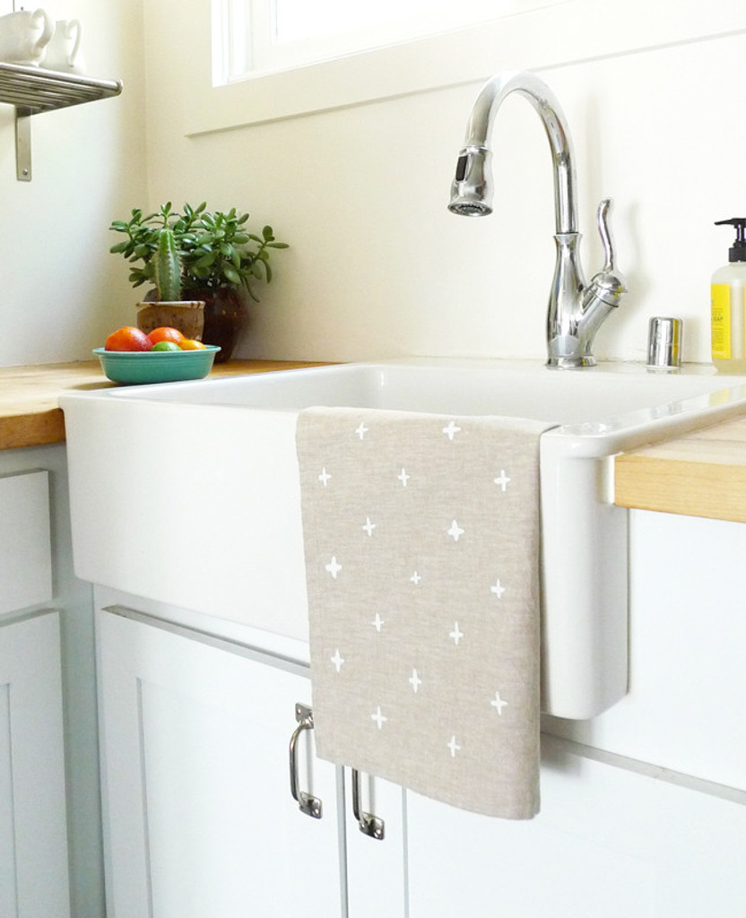 White Plus Linen Tea Towel