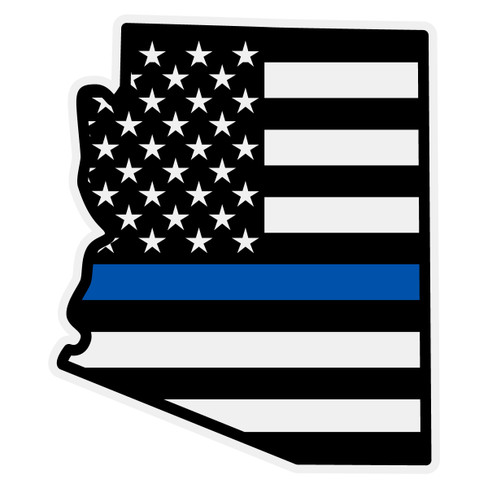 black american flag with blue line on arizona outline reflective decal
