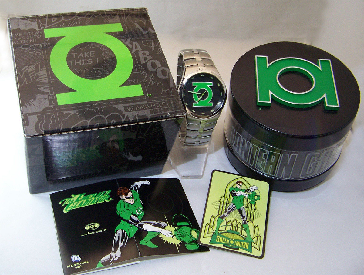 The Green Lantern Fossil Watch Emerald Gladiator Wristwatch LL1005