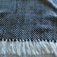 Herringbone Throw Navy/Cream 130X170cm