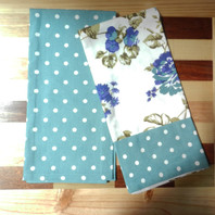 Floral Blue Tea Towel Set of 2