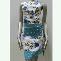 Floral Blue & Dots Apron